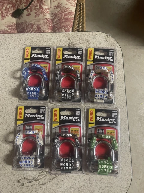 Master Lock Password Plus Combo Lock Lot of 6 Blue, Green, White, Black Sealed!