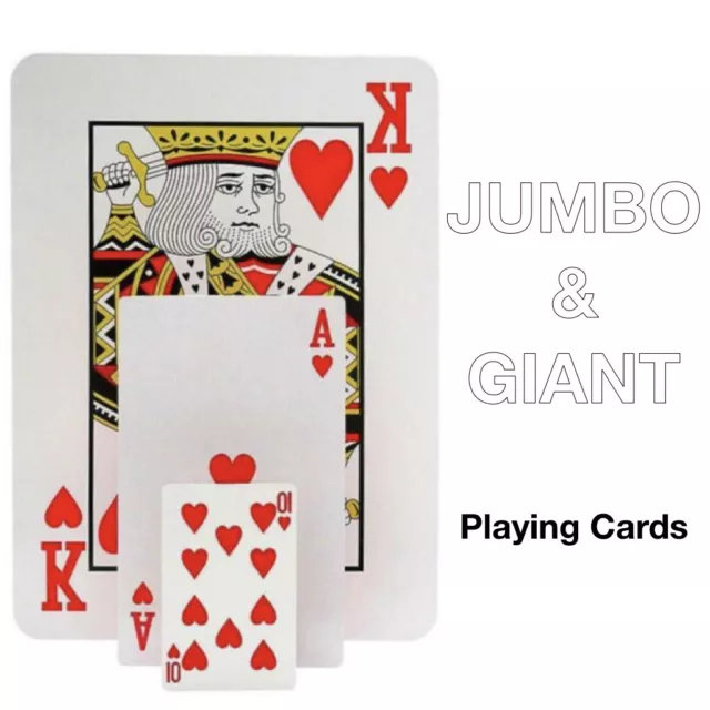 Extra Large Playing Cards GIANT A5 and JUMBO A4 Plastic Coated 52 Card Deck