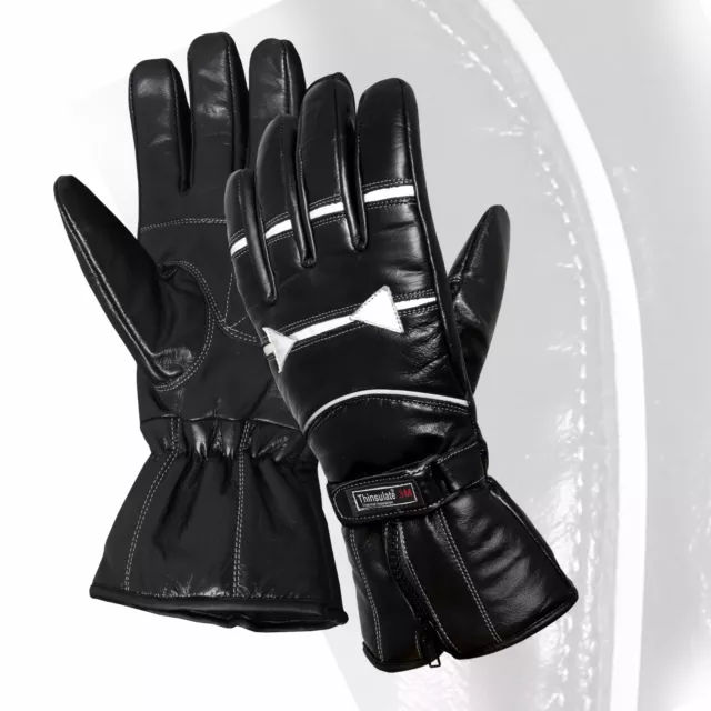 Térmico Moto Guantes de Cuero Impermeable Protección Invierno