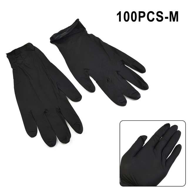Gants stériles en nitrile sans latex 100 pièces noirs adaptés au nettoyage de