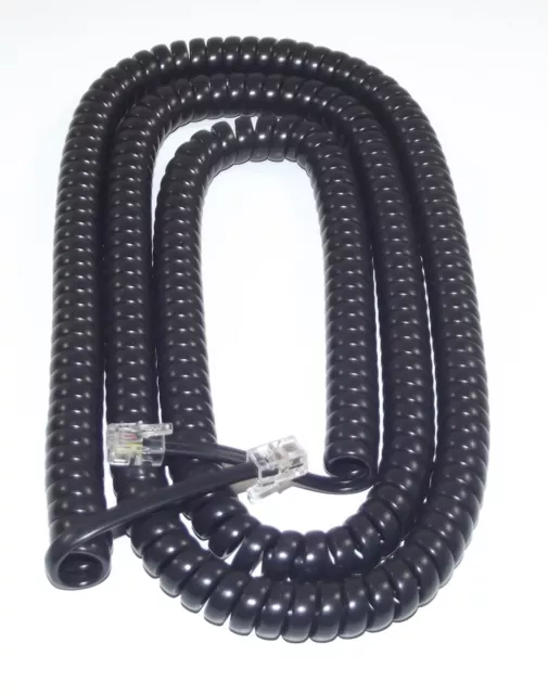 EXTRA LONG Black Coiled Curly Telephone Handset Cord (25 Foot / 7.6m) RJ10 4P4C