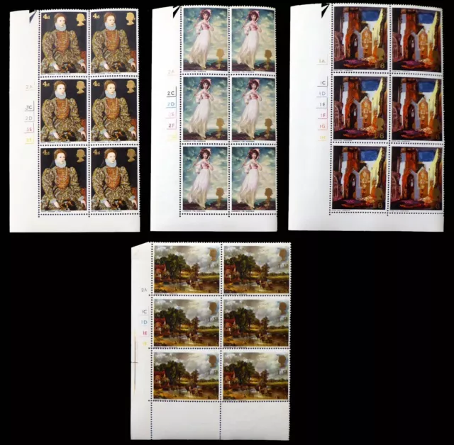 GB 1968 Paintings (4) in Cylinder Blocks of 6 U/M GD100