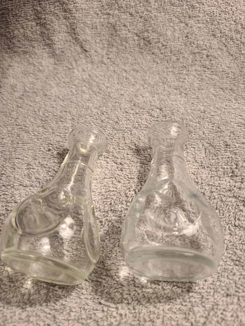 2 Antique Olive Oil Bottles With Cork Style Top - Made In Mexico - 3 1/2" X 2"