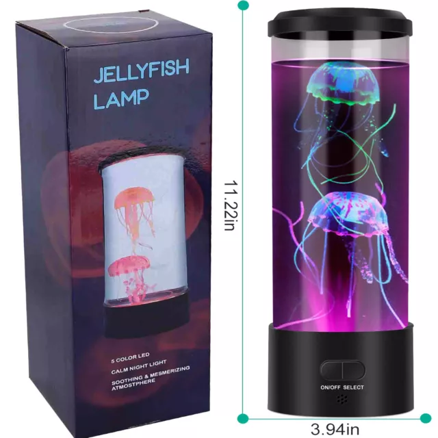 11" Jellyfish Aquarium LED Multicolor Lighting Fish Tank Mood Lamp Night Light