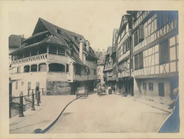 France, Strasbourg, vieux quartier, rue du Bain des Plantes, 1910, Vintage silve