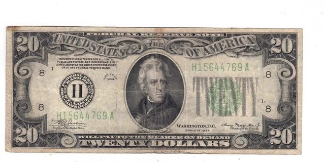 1934 $20 Federal Reserve Note St. Louis