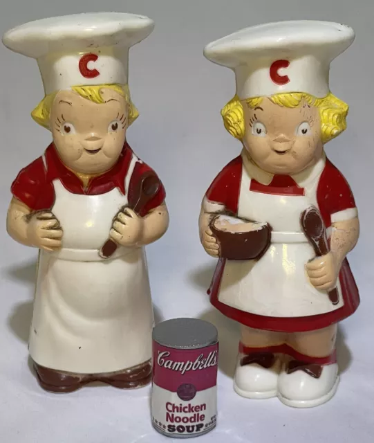 Antique 1950s Campbell’s Soup Salt & Pepper Shakers With RARE Miniature Soup Can