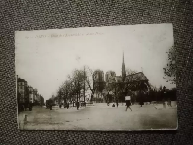 Cpa Paris Quai De L Archeveche Et Notre Dame