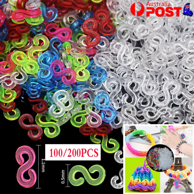 100/200 S clips Loom Bands Plastic Refill Knit Kit DIY Ring Magical Bracelet