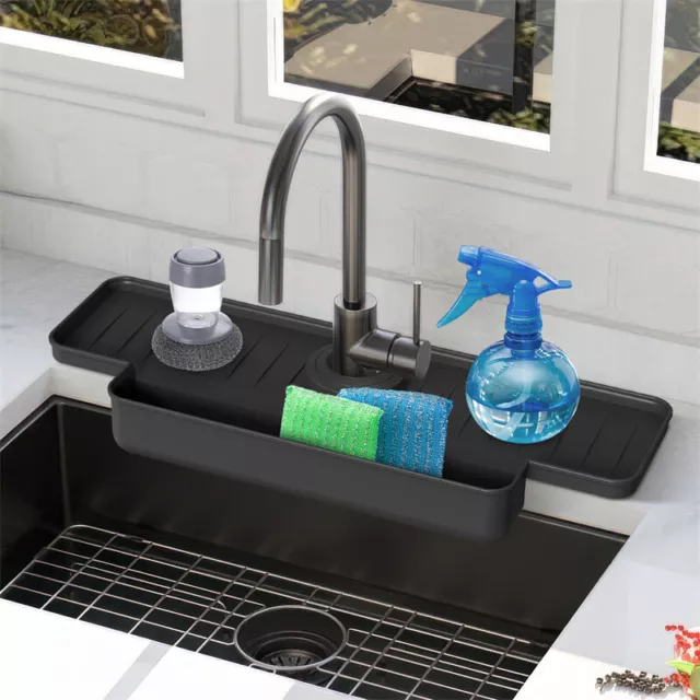 Silicone Kitchen Sink Splash Guard, 15.9x5.6x2 Inch Faucet Mat For Kitchen SiK_