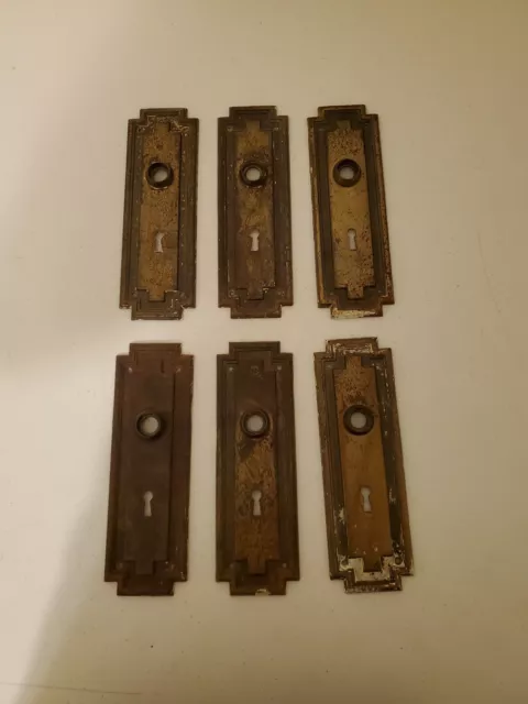 6 Vtg - Unbanded - Matching Brass Door Back Plates