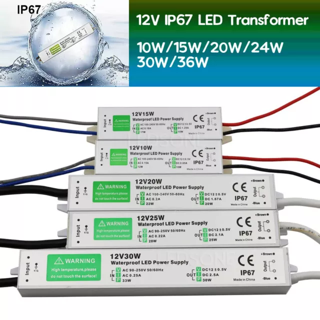 DC12V LED Driver Alimentazione Elettrica Transformer 240V Impermeabile IP67 per