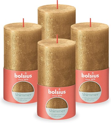 Bolsius 13 x 7 cm confezione da 4 Candela rustica colore grigio chiaro 