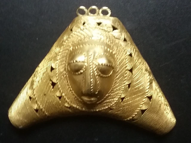 Sculpture Or Fetiche Gold Baoule Mask African Tribal Art Africain Masque Statue