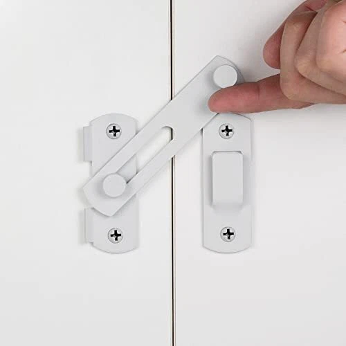 INIRET 4 Packs Barn Door Latches，3.93” x 2.75” Matte White Stainless Steel barn