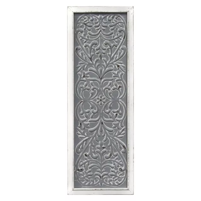 Stratton Home Decor Metal Embossed Panel Wall Decor in Distressed White and Gray