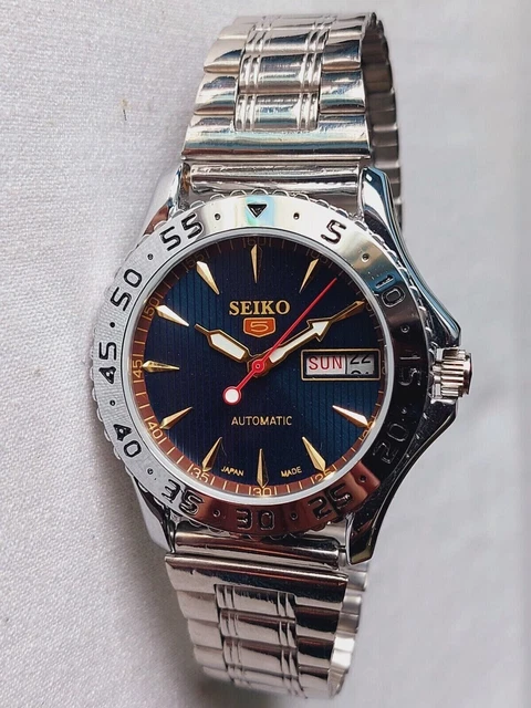 Seiko 5 Orologio Da Polso Da Uomo Automatico Vintage Realizzato In Giappone...