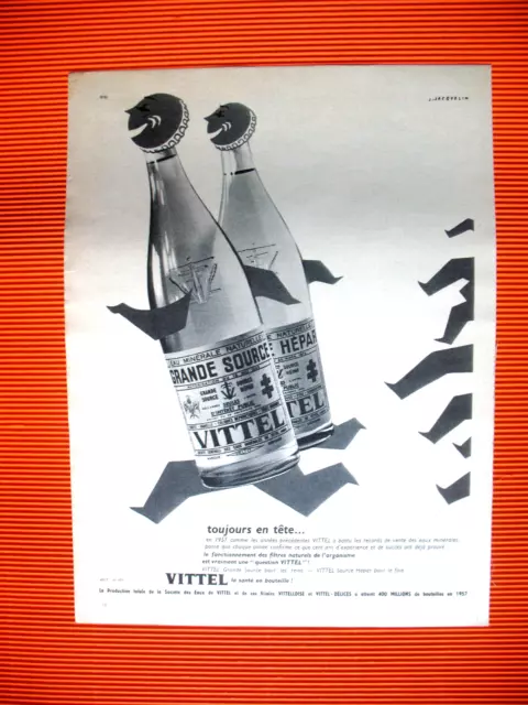 Publicite De Presse Vittel Eau Toujours En Tete Illustration Jacquelin Ad 1958