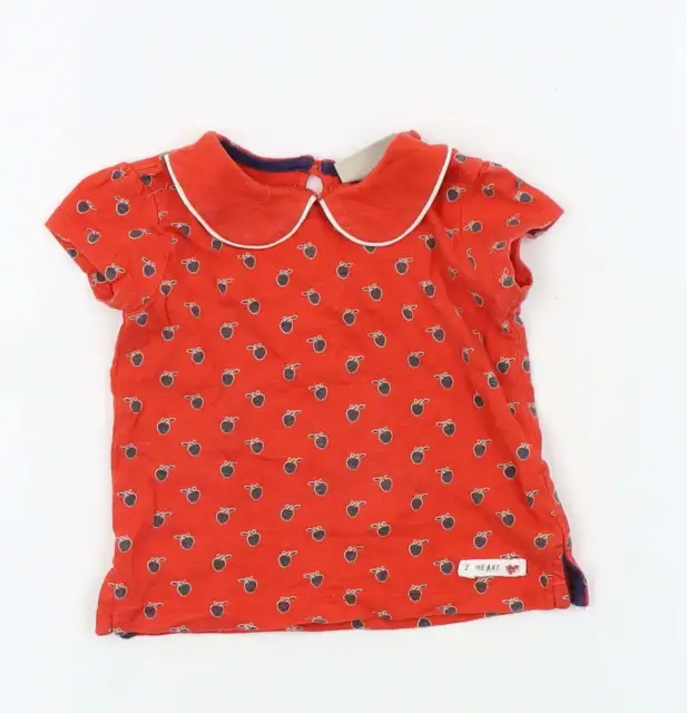 NEXT camicetta base cotone rosso per bambina taglia 3-6 mesi colletto