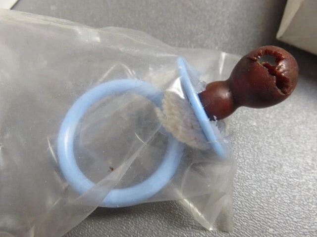 Vintage baby Pacifier blue with old rubber  hard nipple