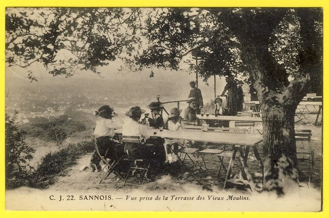 cpa 95 - SANNOIS RESTAURANT des VIEUX MOULINS Vue prise de la TERRASSE Animé