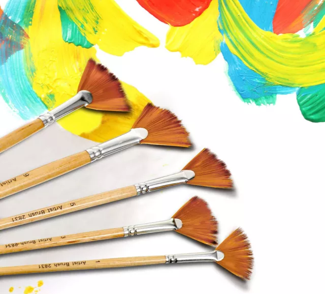 Paint Brush Set Artist Acrylic Watercolor Oil Painting Wood Handle Nylon Hair