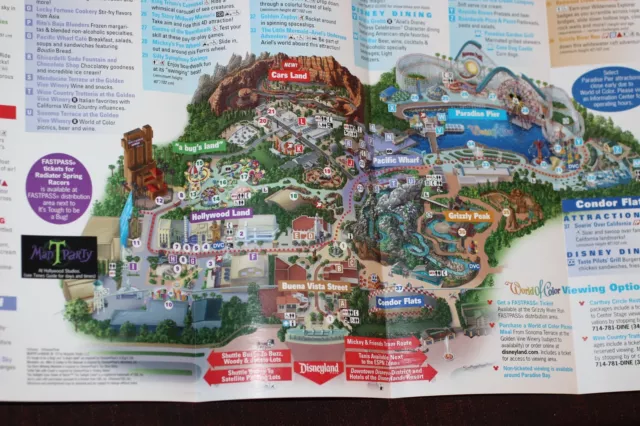 Disneyland CARS LAND 2012 Guide Map Tower of Terror California Adventure 2