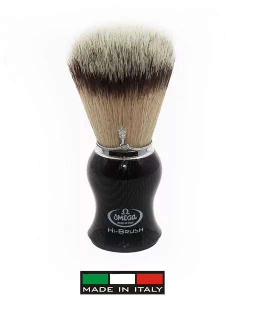 OMEGA 0146650 pennello da barba (Klar) Synthetisch Hi Brush Griff Schwarz Carbon