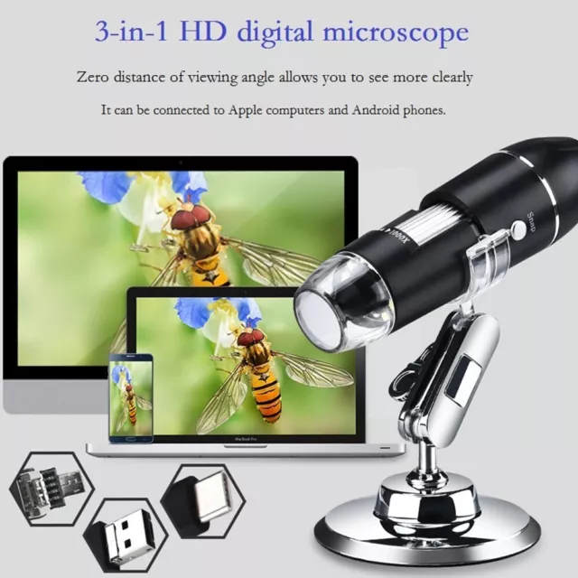 1600X Zoom 3in1 HD 1080P USB Microscope Digital Magnifier Endoscope Camera Video