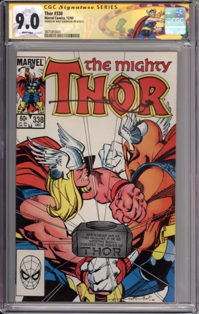 Thor #338 CGC 9.0 SS Signed by Walt Simonson - 2nd Beta Ray Bill - Custom Label