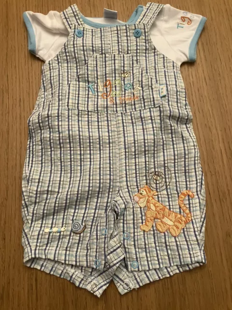 Disney Baby Boys 0-3 Months Tigger Dungaree And Vest Set Blue And White