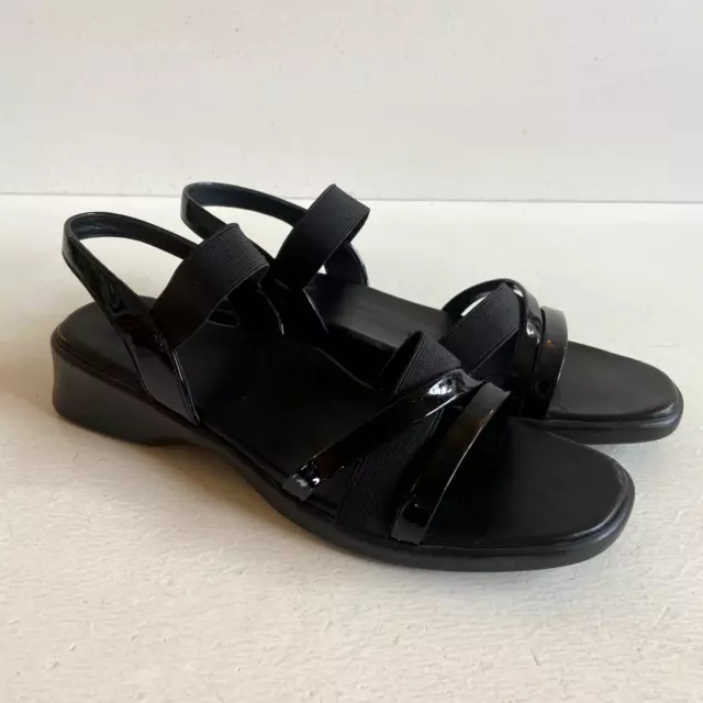 Munro Womens Black Slingback Low Wedge Sandals Comfort Shoes Size 8.5 N