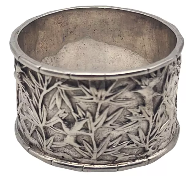 Vintage LUEN WO Chinese Export 950 Silver Napkin Ring BIRDS