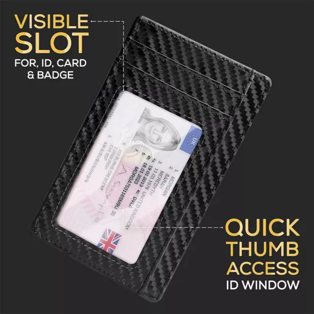 Thin RFID Blocking Small Wallet Men Anti-scan Leather Slim ID Credit Card Holder 3