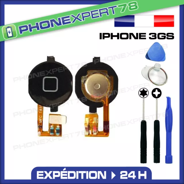 Bouton Home Complet Avec Nappe Pour Iphone 3G / 3Gs Noir + Outils + Notice