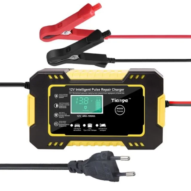 Chargeur de Batterie Voiture 12V 6A écran LCD Charge Rapide Moto Auto Camion EU