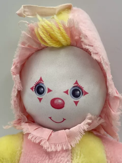 Amtoy Baby SoftTouch Clown Doll Plush Chimes Pink Yellow American Greeting 1982 3