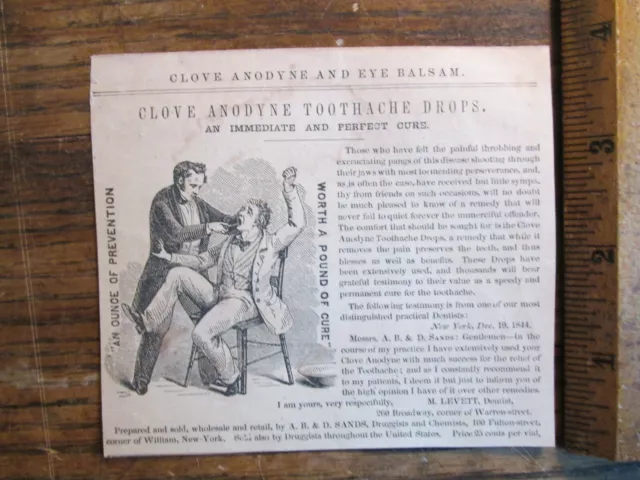 Antique Vintage Ephemera 1800s Print Ad Quack Medicine Dentistry Toothache Drops
