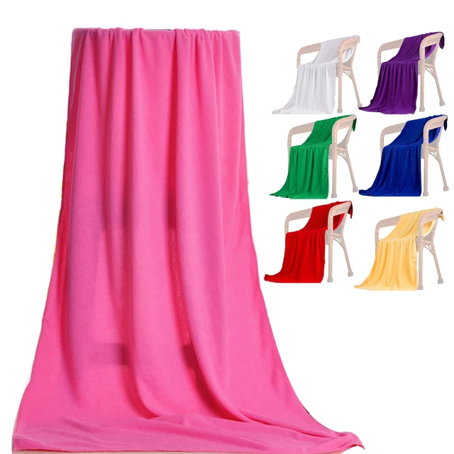 Solid Color Pool Towel Microfiber Beach Towel Large Size Absorbent Bath Soft