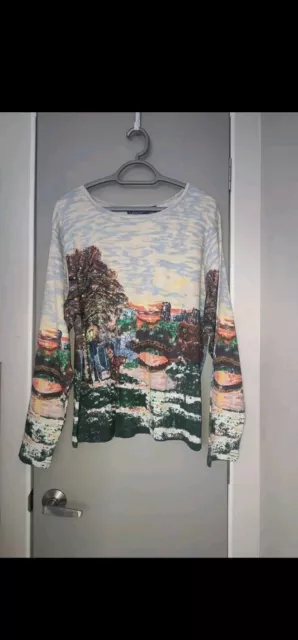 NWT Artscapes Horse & Cart Landscape Top, Size 2XL, Cotton, Long Sleeved Top