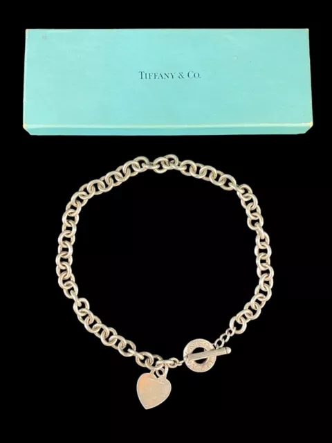 Tiffany & Co Sterling Silver Blank Heart Tag Toggle Necklace