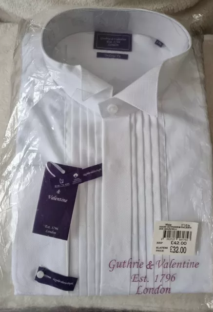 Camicia UOMO BIANCA 17,5 pollici colletto vestibilità regolare manica lunga a pieghe nuova