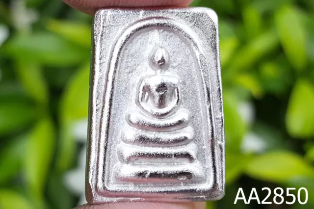 Phra Somdej 3 Tier Leklai Silver Mercury Sacred Magic Thai Buddha Amulet #aa2850