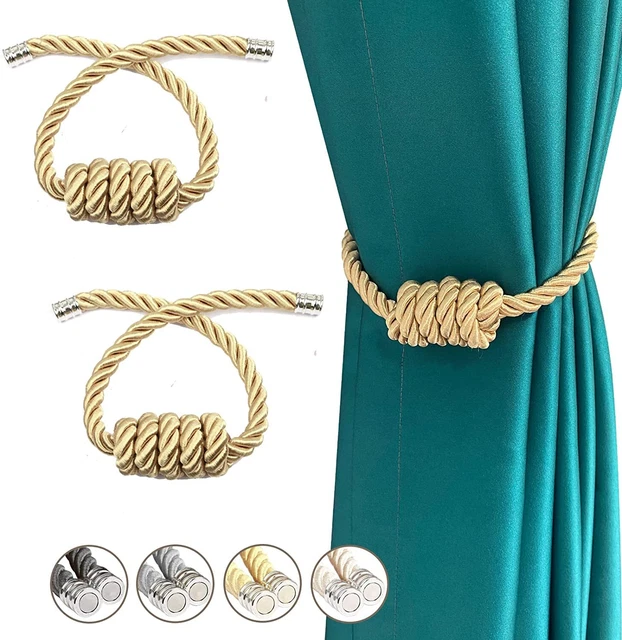 2 PCS Magnetic Curtain Tie Backs Holdbacks Rope Exquisite Knot Home Window Decor