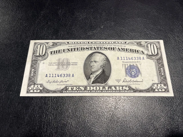 1953A Ten Dollar Bill • Silver Certificate • $10 Blue Seal Note • A11146338A