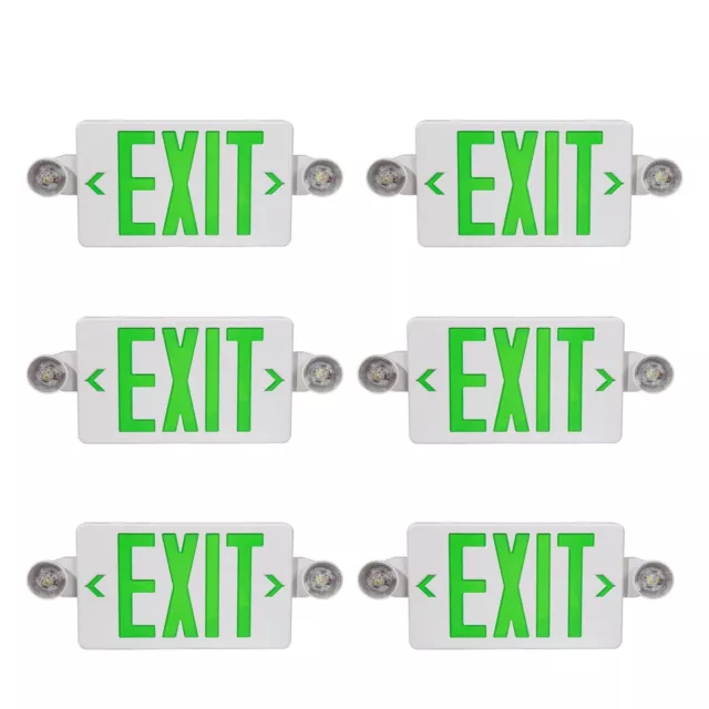 6Pack LED Exit Sign Emergency Light – Hi Output RED or GREEN Compact Combo UL