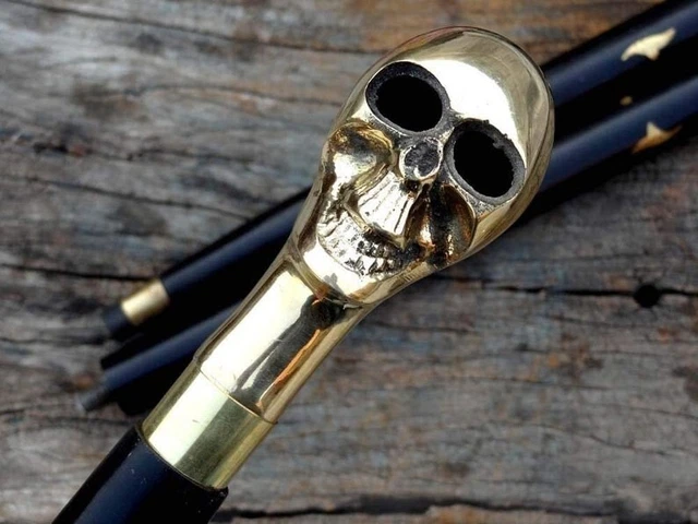 Victorian Style Nautical Toscana Skull Three Nebula Dragon Head Walking Cane