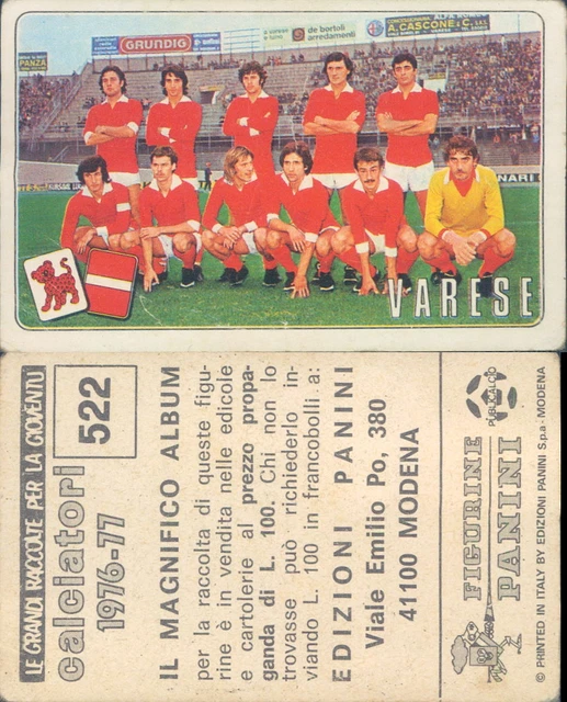 Figurine Panini Calciatori 1970/71 - Varese Avec Scudetto Et Velina