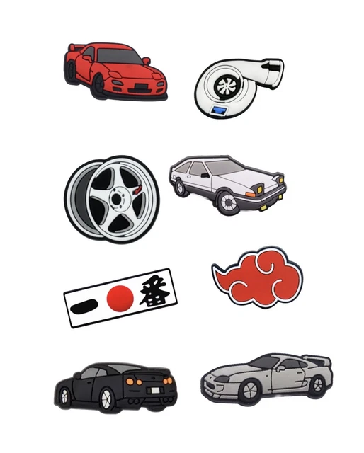 Jdm Japan Themed Croc Charms, Supra Skyline RX7 Trueno Car Jibbitz Turbo Wheel