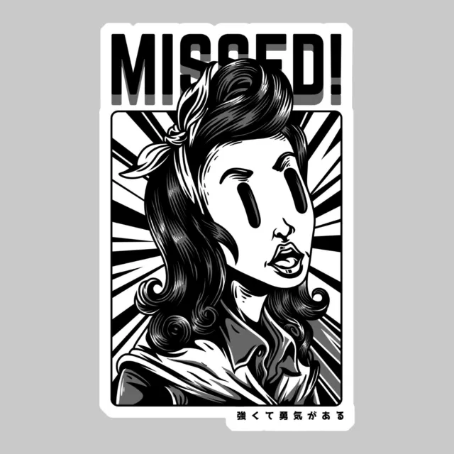 Pinup Comic  Rockabilly Vintage  Noir Et Blanc Cartoon Autocollant Sticker Pf050